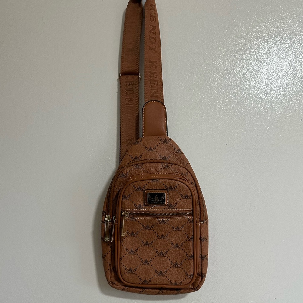 Wendy Keen Crossbody Travel Bag, Chestnut Brown, Logo Bag , 8 1/2" X 10 1/2"